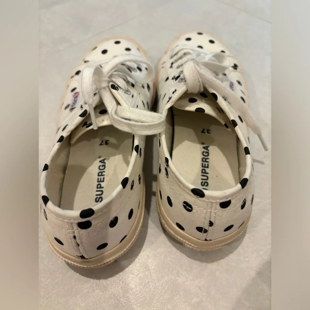 Superga 2750 Black  and White Polka Dot Sneakers Size 6.5